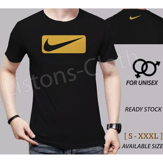  kaos  distro nike logo  hitam sablon gold baju  sport tshirt 