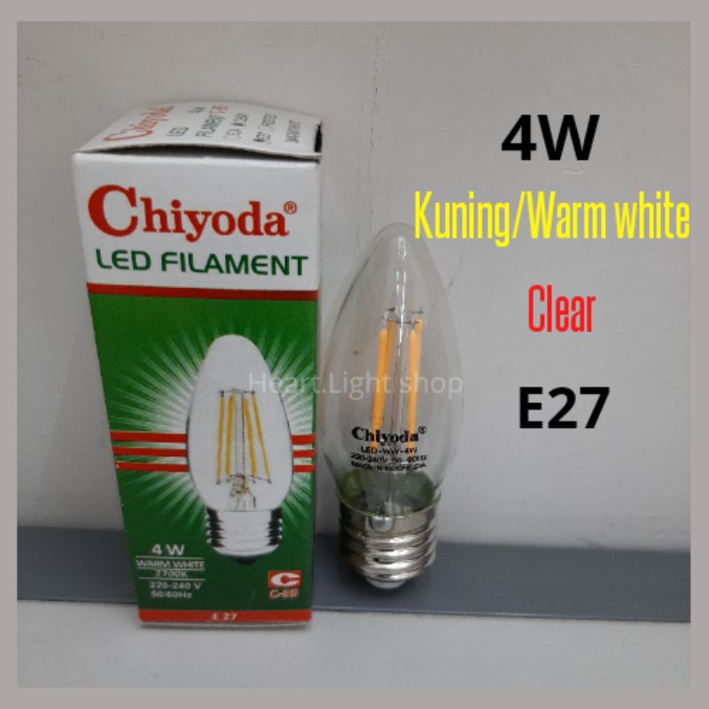 LAMPU LED FILAMENT 4W KUNING WARM WHITE CLEAR E27 LAMPU LOMBOK LED 4W WARM WHITE CHIYODA C35