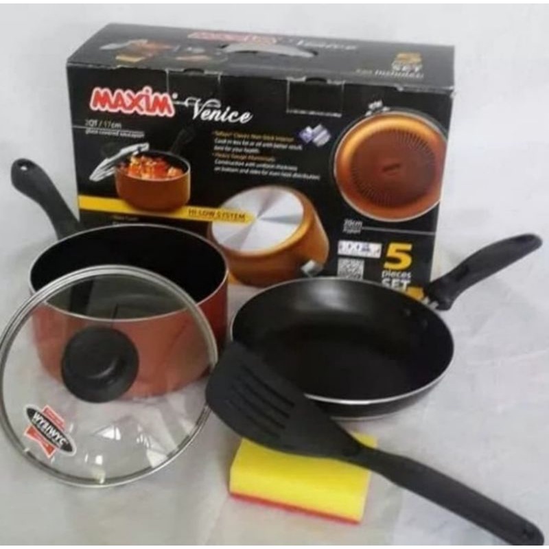 1set (5pcs) maxim venice/panci wajan frypan teflon penggorengan