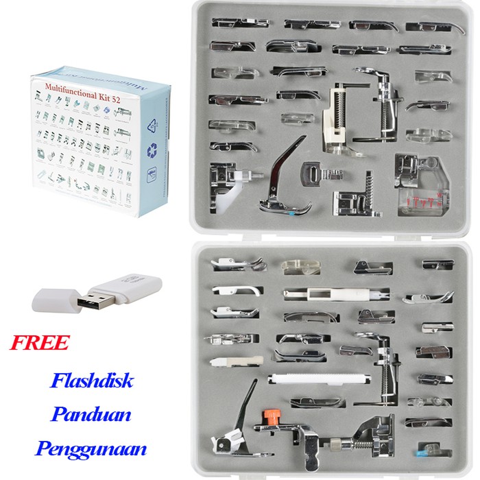 Set Sepatu Mesin Jahit Portable Multifunctional 52 Kit Box Penyimpan
