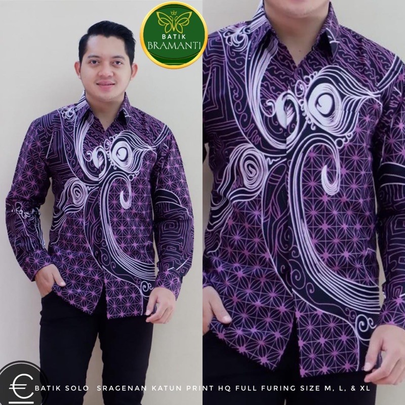 UWER Kemeja Batik Pria Full Furing Katun Halus Size M-XXL