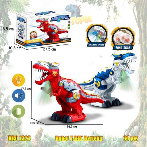 NEW PROMO MAINAN ANAK ROBOT T-REX MAINAN ANAK T-REX BEERTELUR MAINAN DINOSAURUS T-REX BERGERAK EDUKA