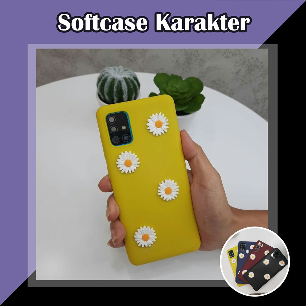Softcase Flowers Karakter Samsung A12 A02S A30 A50 A51 J7 A7 A5 A6 2018 M11 M30S - Kesing Hp Samsung-Yellow