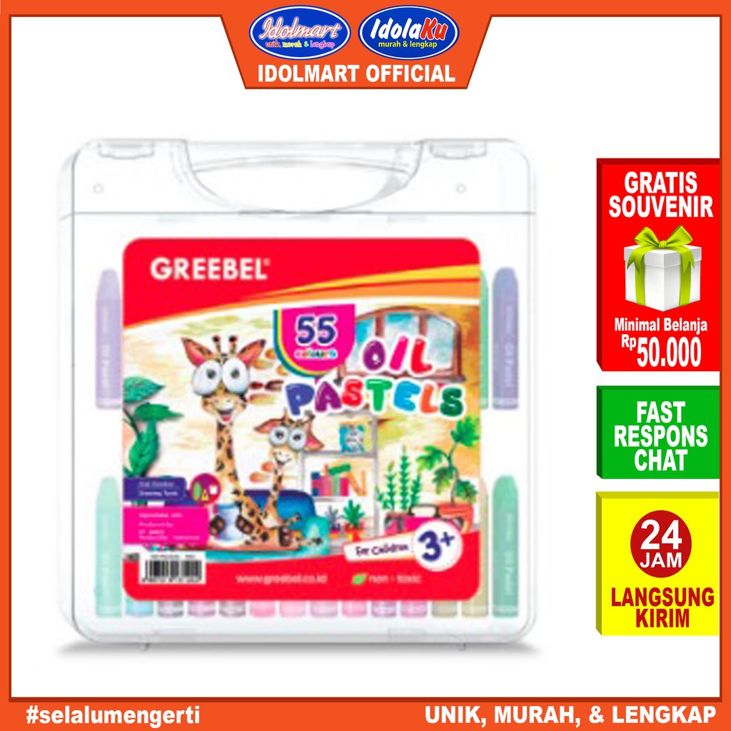 

IDOLMART GREEBEL Crayon/Krayon Kids Oil Pastel 55 Warna