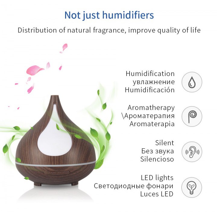 H35 Wooden Humidifier Aroma Diffuser Essential Oil 300ml