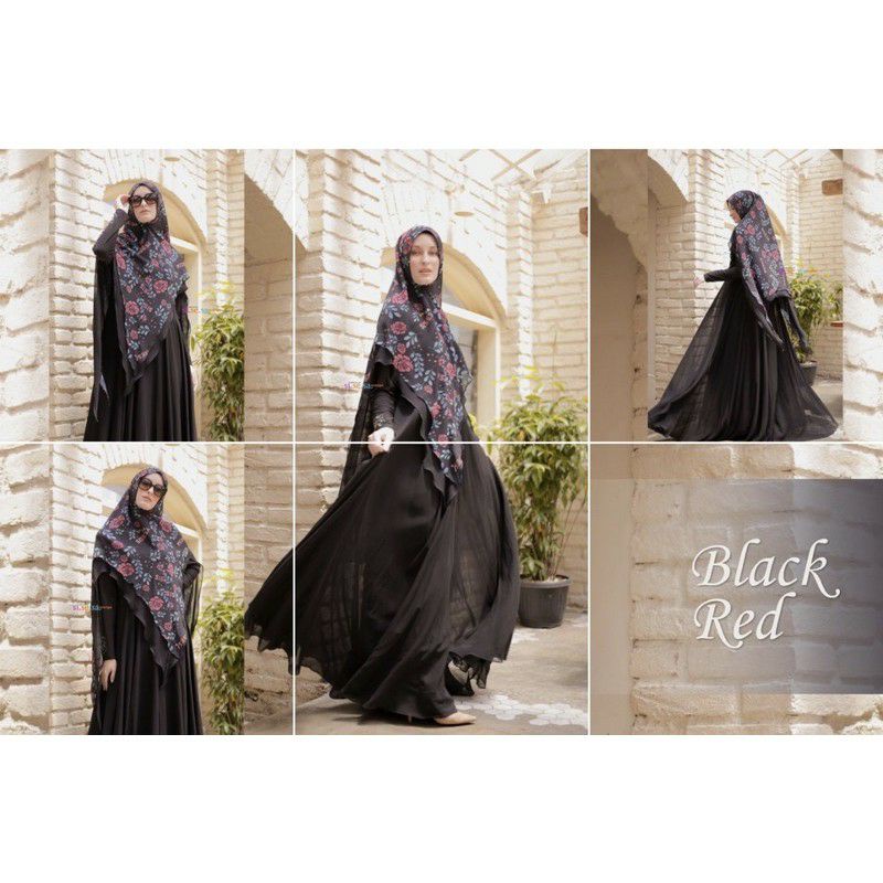 sisesa khimar berkha black red pl