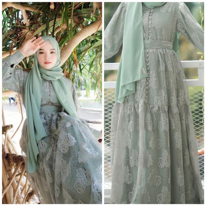 dress hijau sage