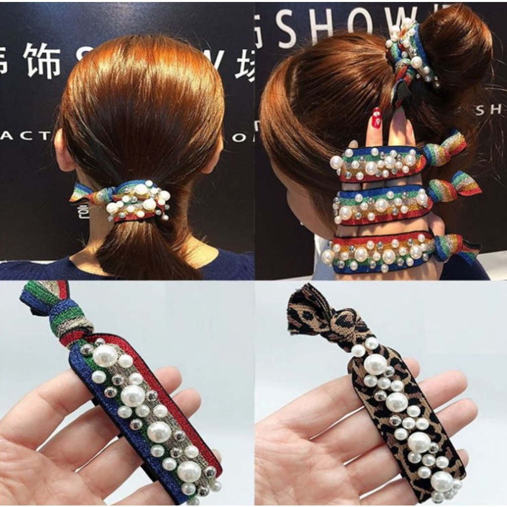 BAJ IKAT RAMBUT MUTIARA KOREA KUNCIRAN KARET WARNA WARNI CUTE ALA KOREA IMPORT AKSESORIS RAMBUT IR003