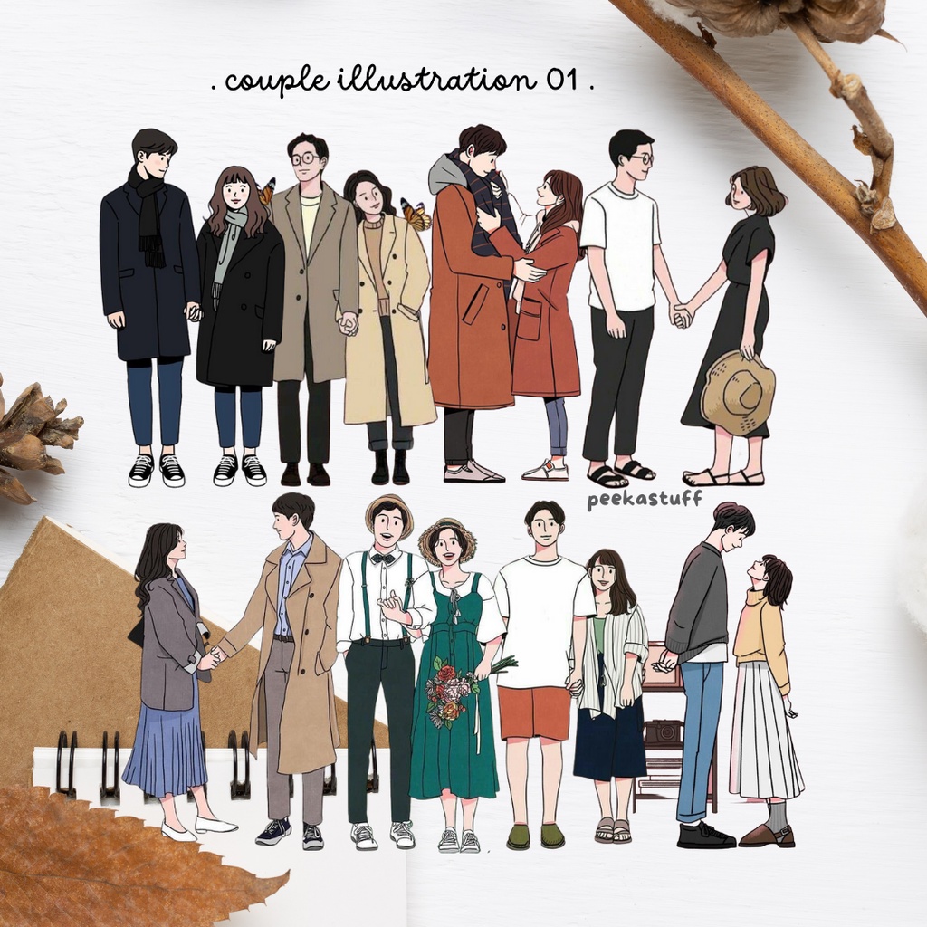 

[Peekastuff] (8 PCS) STICKER COUPLE * Sticker aesthetic dekorasi jurnal scrapbook