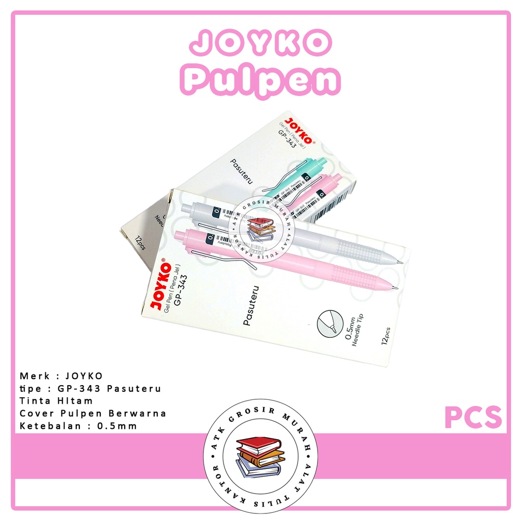 

JOYKO - Pena Gel - Pulpen GP 343 Pasuteru Tinta Hitam - Pcs