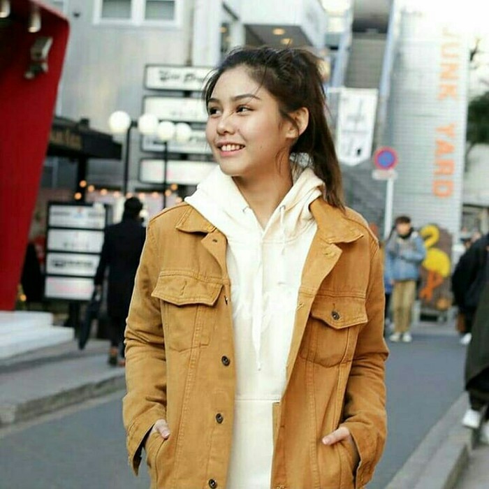 Jaket Jeans Cowok Coklat Muda / Jaket Jeans Oversize Cewek