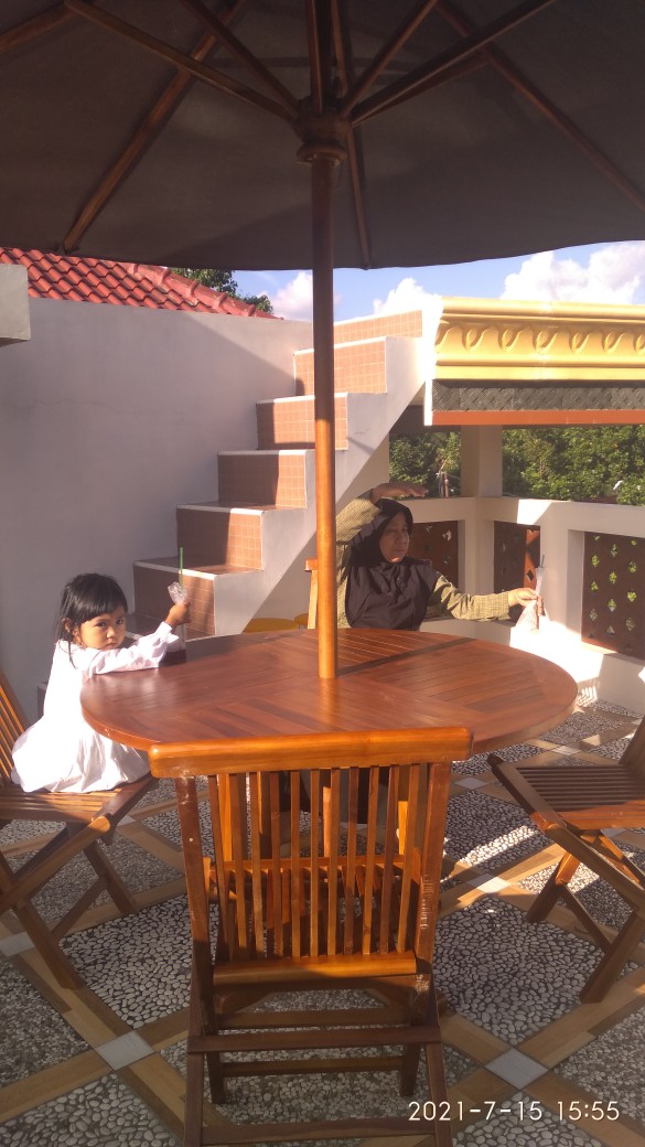 Meja Kursi Payung Jati Solid Cafe/pantai/hotel Outdoor Kursi Teras Meja Santai Payung Taman