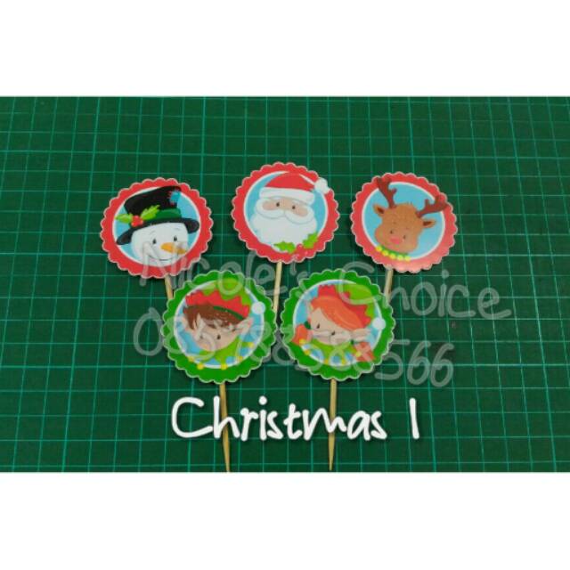 

Cupcake toppers Christmas 1 tema party pesta natal