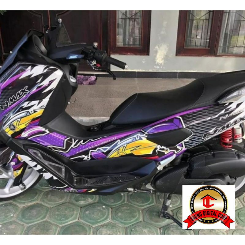 Decal Sticker NMAX Full Body Motif grafis ungu hitam Kode 1315