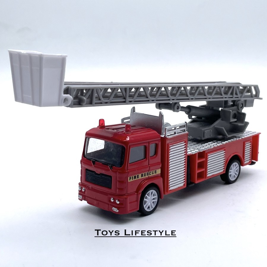 Mainan Mobil Truk / Truck Fire Rescue Skala 1:72 Pullback