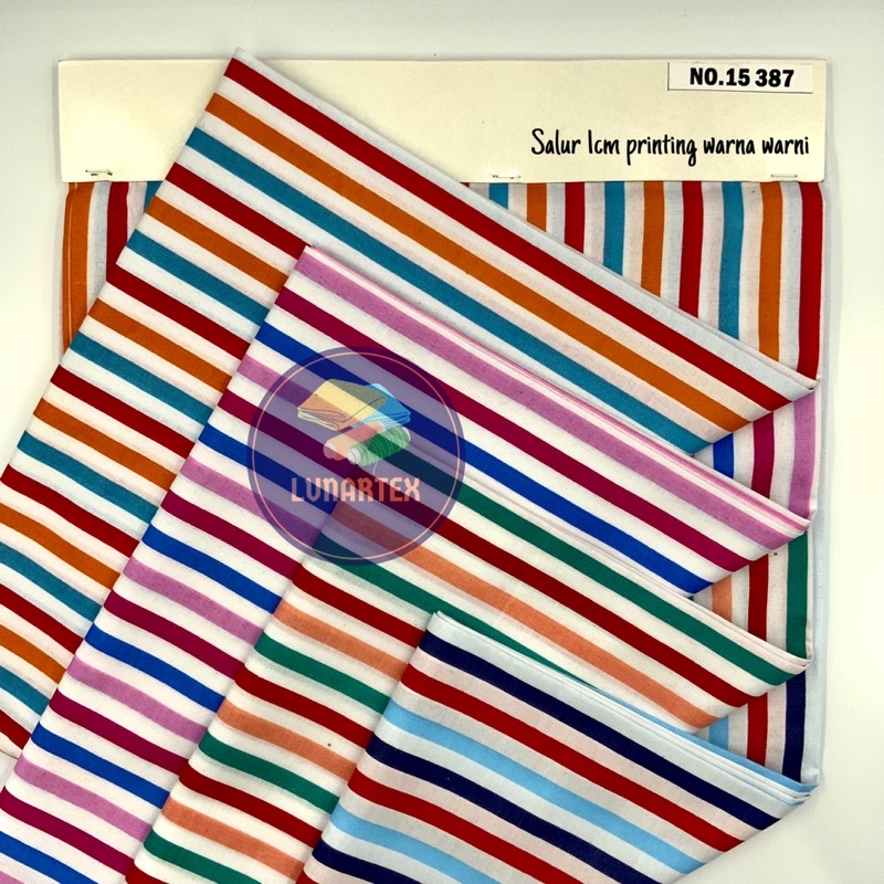 Kain motif salur 1cm warna-warni poly