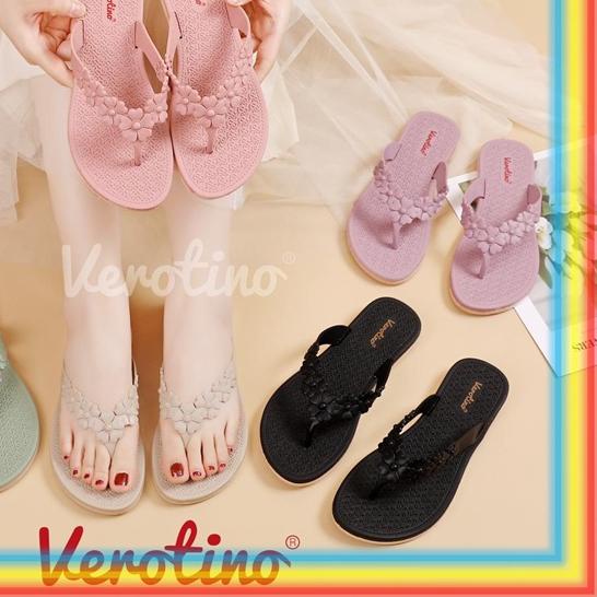 8325-21 Sandal Jepit Wanita Verotino Sendal Cewek Karet Tali Motif Bunga Glanzton