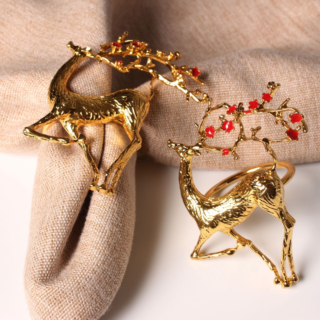 Deer Napkin Ring, Hiasan Taplak Meja, Dekorasi Natal, Dekorasi Piring, Taplak meja
