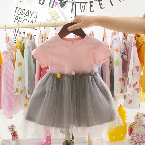  Dress  anak  cewek simple  kekinian PINK WHITE MUSTARD THREE 