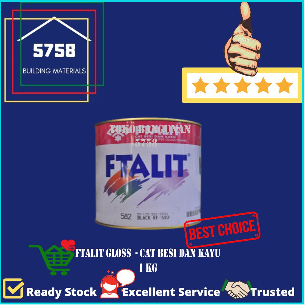 

Kansai Paint FTALIT Cat Minyak Kayu Besi Sintetic Warna Gloss 1 Kg