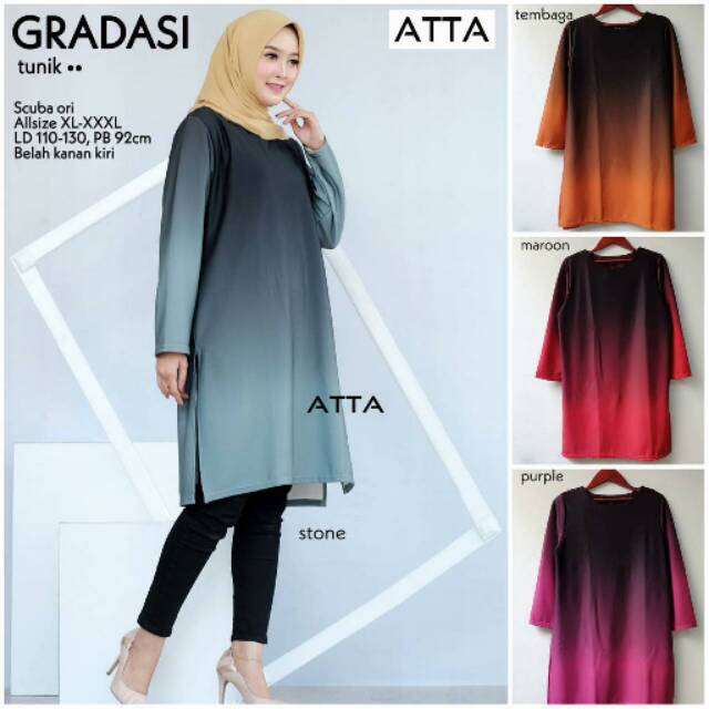 Baju Atasan Wanita Muslim Gradasi Tunik