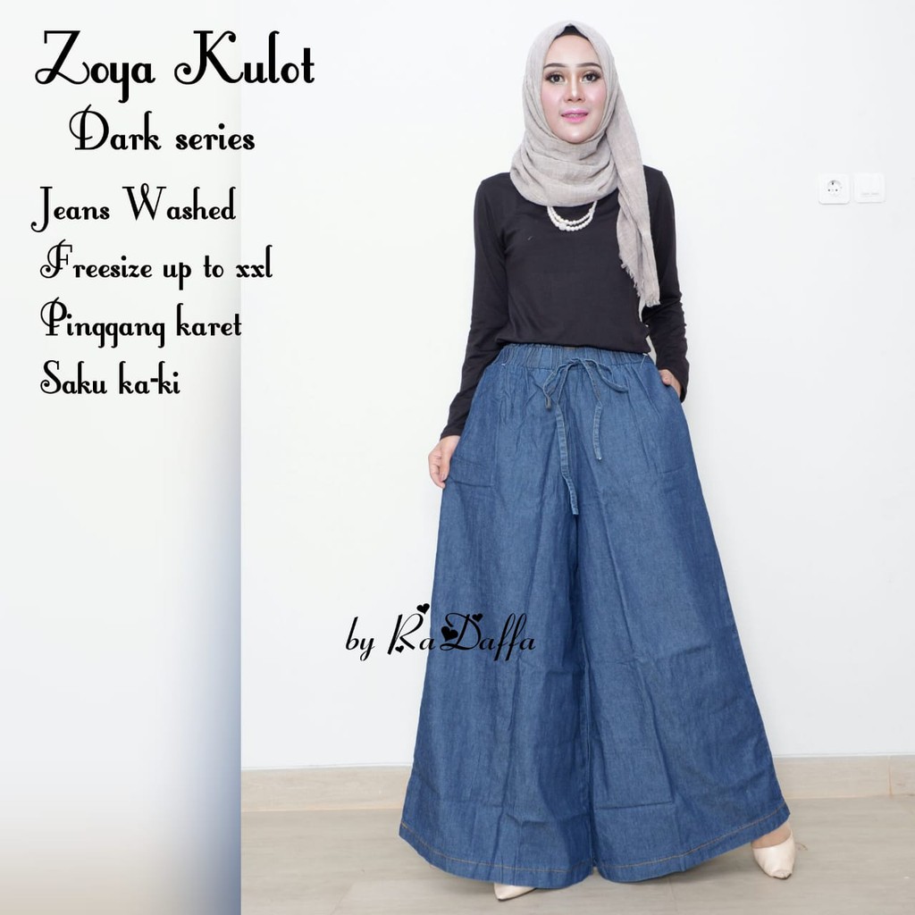 UMMI zoya kulot payung dark series jeans wash premium murah