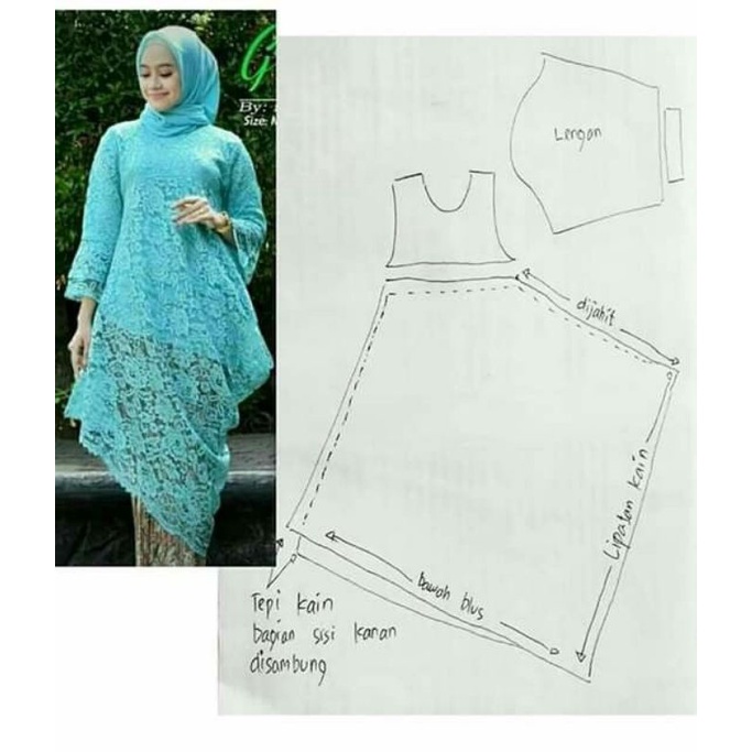 POLA INSTAN KEBAYA TUNIK/POLA JIPLAK MURAH DEWASA /MODERN JUGA TERBARU