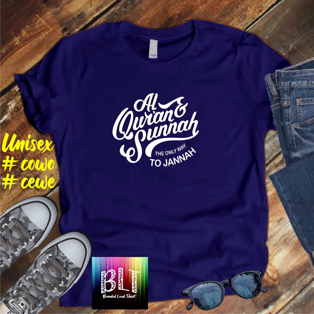 COD/ KAOS NEW ALQURAN SUNNAH /KAOS TULISAN/KAOS SANTRI KEKINIAN/KAOS DAKWAH/KAOS ISLAM/SANTRIWATI/KAOS HITS 2022/KAOS BERGAMBAR KAOS EKSPRESI KAOS PRIA TSHIRT WANITA Santai Crew Neck V-Neck Slim-fitting Polos Setrip Hitam Putih Crew Neck