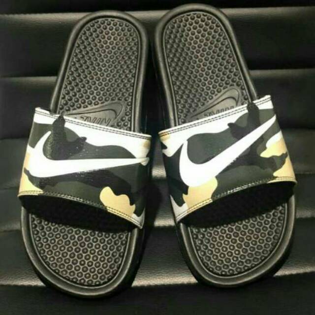 army green nike slides