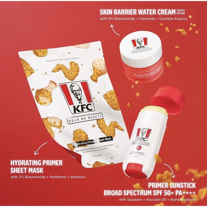 DEAR ME BEAUTY X KFC Primer Sunstick SPF50+ PA++++ | Hydrating Primer Sheet Mask | Skin Barrier Water Cream