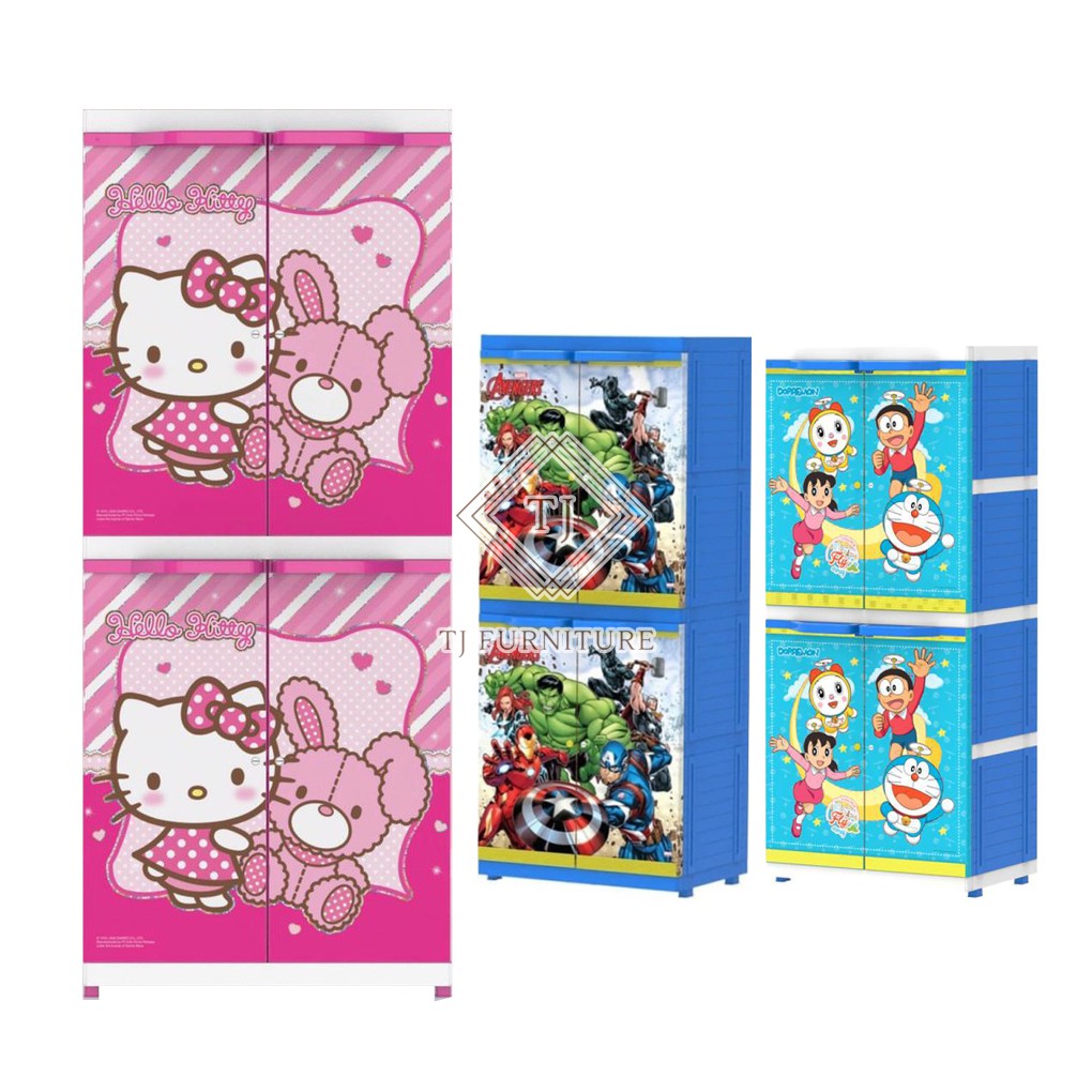 LEMARI MINI MSC SUSUN4 NAIBA - Lemari Plastik - Lemari Pakaian Motif Anak Doraemon Hellokitty Avenge