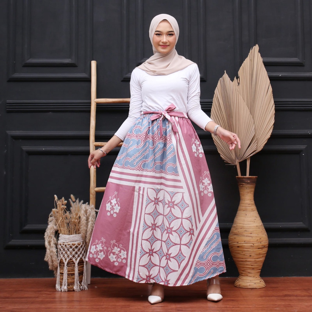 Rok klok batik warna pastel-4