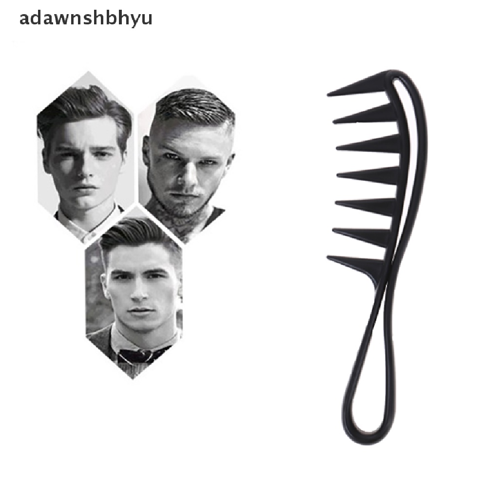 Adawnshbhyu Hiu Jumbo Gigi Lebar Hitam Handle Grip Sisir Rambut Pria Hairdressing Teeth Comb