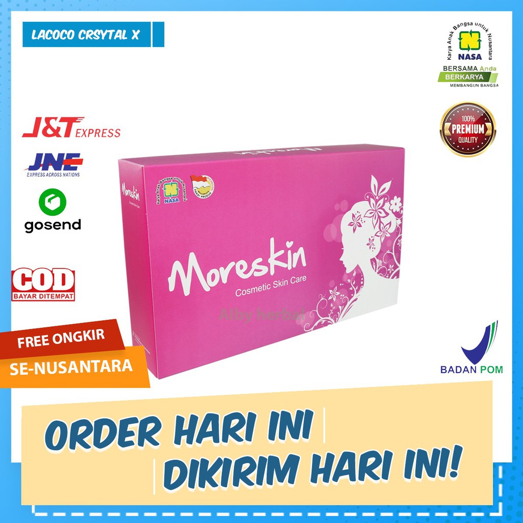 Skincare Paket Kecantikan MORESKIN PAKET PINK / Lacoco Crystal X
