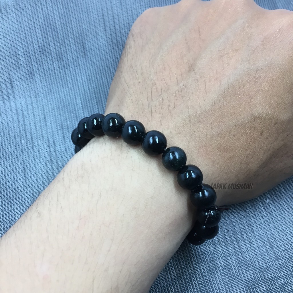 [Bayar di Tempat] GELANG KESEHATAN ASLI NATURAL BLACKJADE GIOK HITAM GARANSI ASLI