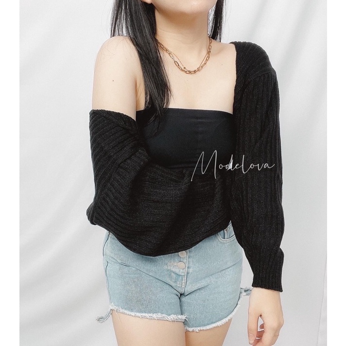 MDLV ~ Outer Futari Rajut Outer Bolero Rajut Women Crop knit Outer Crop Outer Rajut Lengan Panjang Outer Viral Fashion wanita