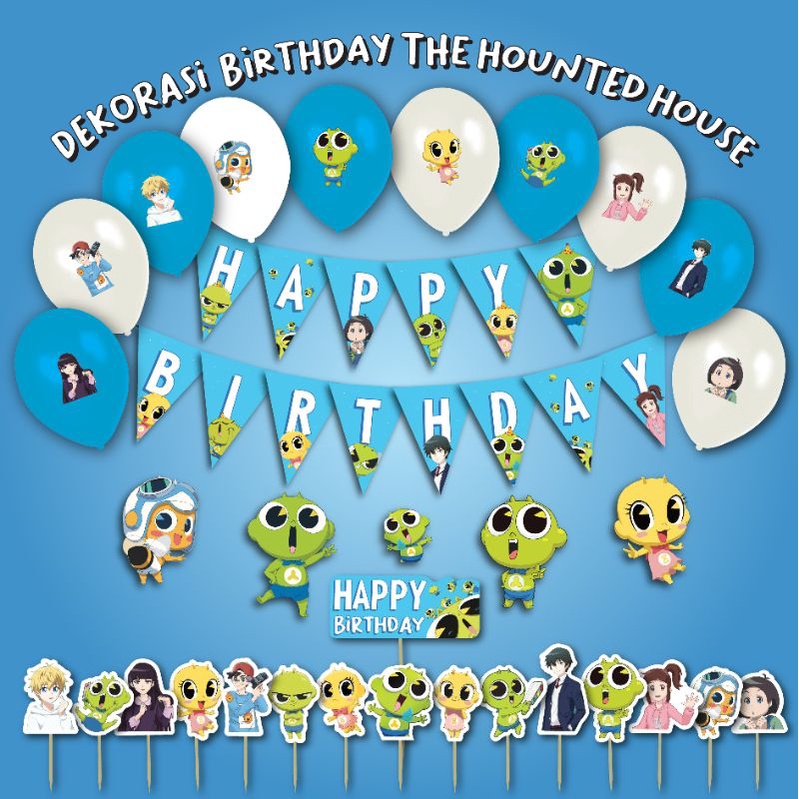 BANNER SHINBI'S THE HOUNTED HOUSE GUMBI TOPPER CAKE HIASAN KUE TART DEKORASI ULANGTAHUN ULTAH