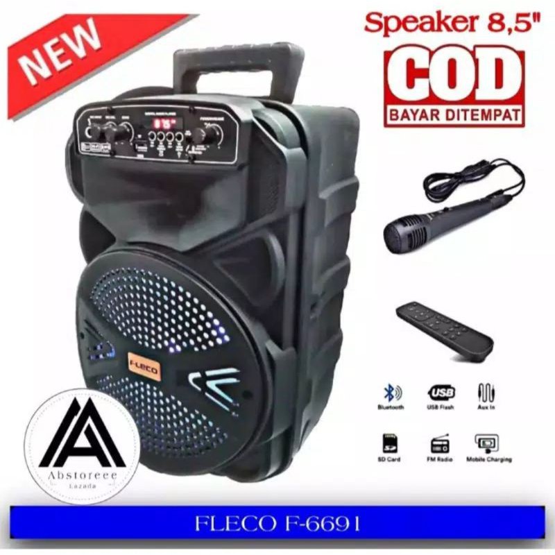 Speaker Bluetooth Portable Fleco 6691 Gratis Mic Karaoke Super Bass /Speaker Aktif Bluetooth Karaoke