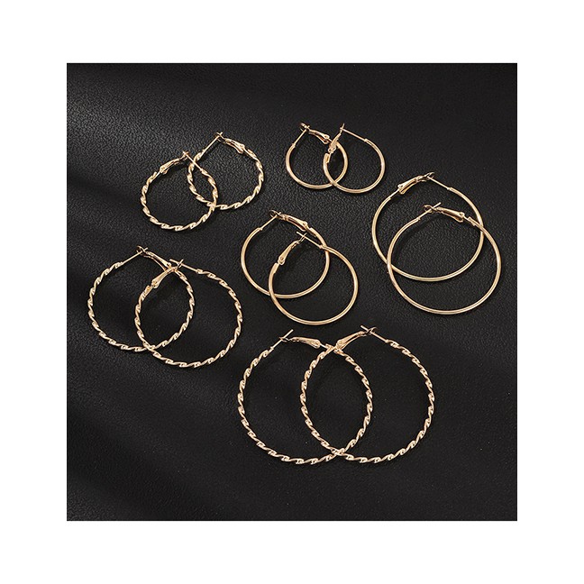 LRC Anting Tusuk Fashion Geometric Circle Earrings D52012