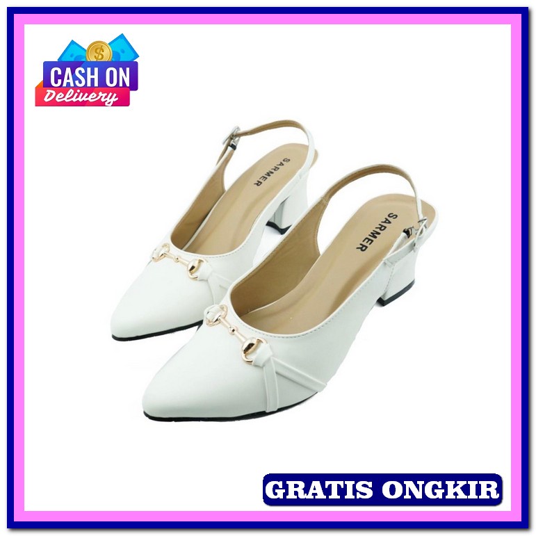 Yoona Heels Sepatu Wanita Hak Lancip Premium Lentur Empuk Korea Nyaman Sarmer - Jowey Heels White