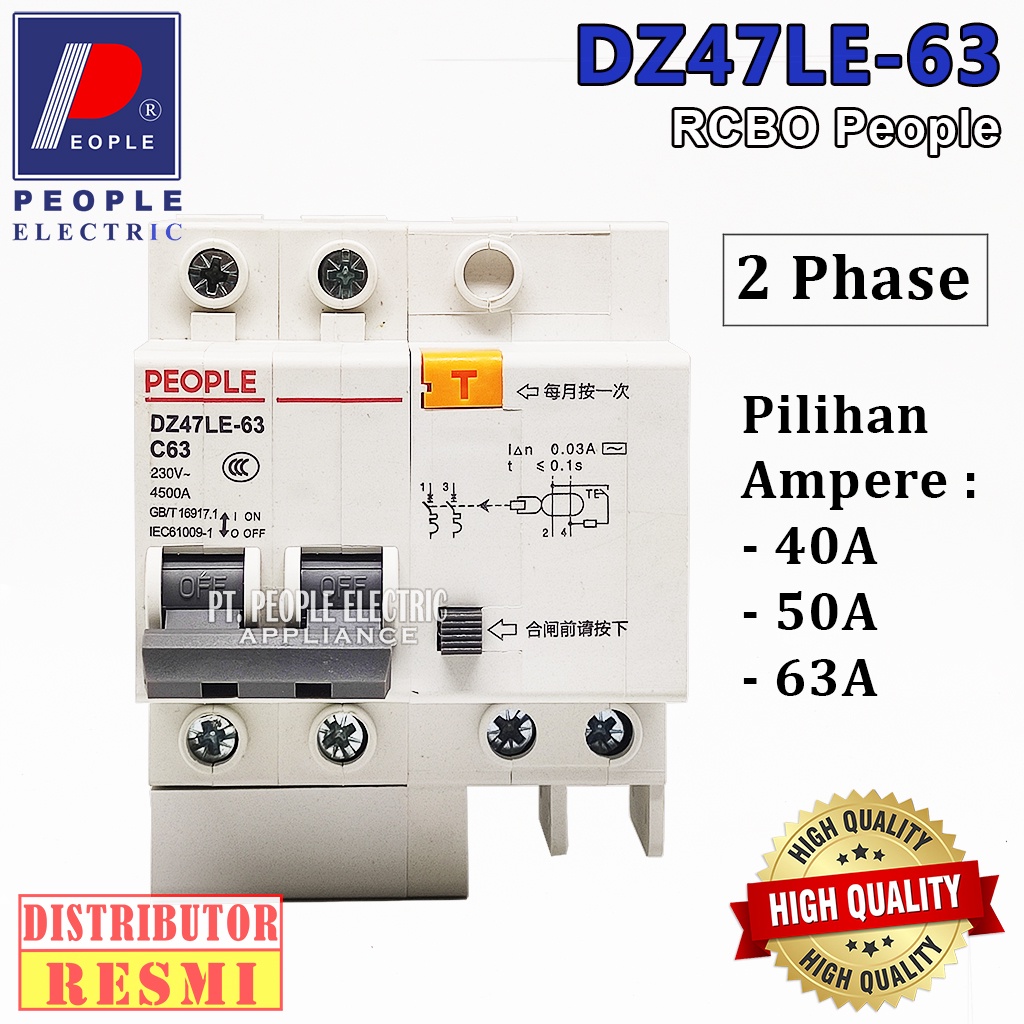 RCBO PEOPLE DZ47LE-63 / RDB5LE-63 2PHASE