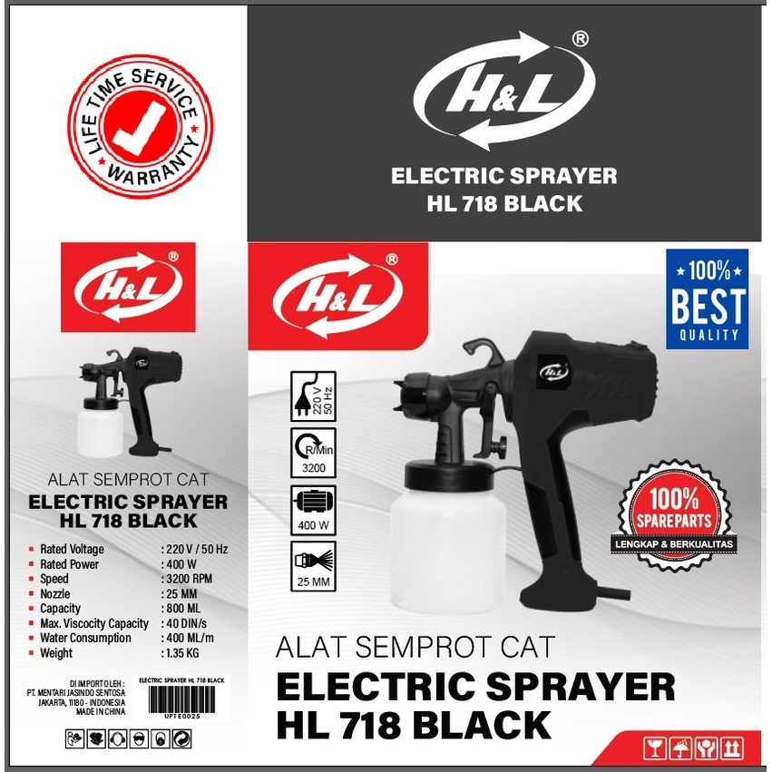 H&amp;L Electric Spray Gun HL718 / Painter Sprayer Listrik HL 718 Sekelas Mollar ESG300