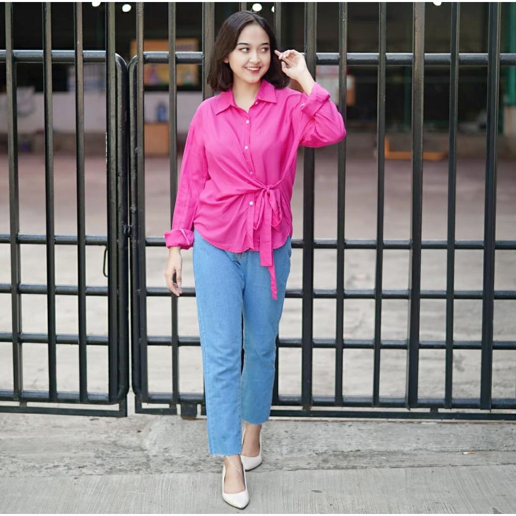 BEFAST - ZFS OOTD Blouse SIRIYA / AYRA RAYON DIAMOND BOW SHIRT / Blouse Keluaran Terbaru 2022 / Atasan Lengan Panjang / Fashion Wanita Kerja / Blouse Polos Formal / OOTD Remaja Wanita Casual / Blouse Banyak Warna / Blouse Serut Pita Trendy