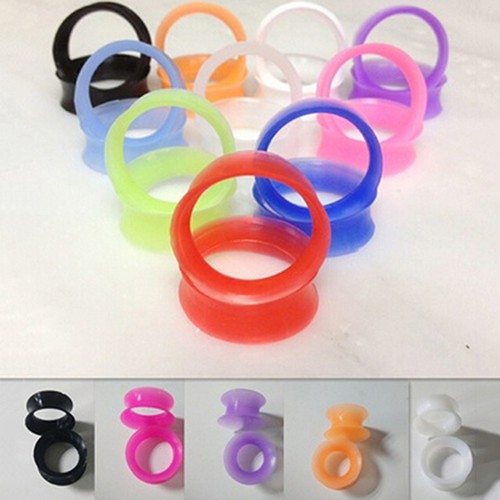 2 Pcs Soft Silicone Ear Flesh Tunnels Plug Stretcher Piercing Gauge Earrings