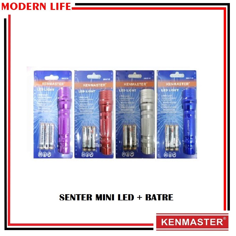 Senter Tangan LED Mini / Kenmaster Senter 3 LED + Baterai / LED Light / Lampu Mini LED