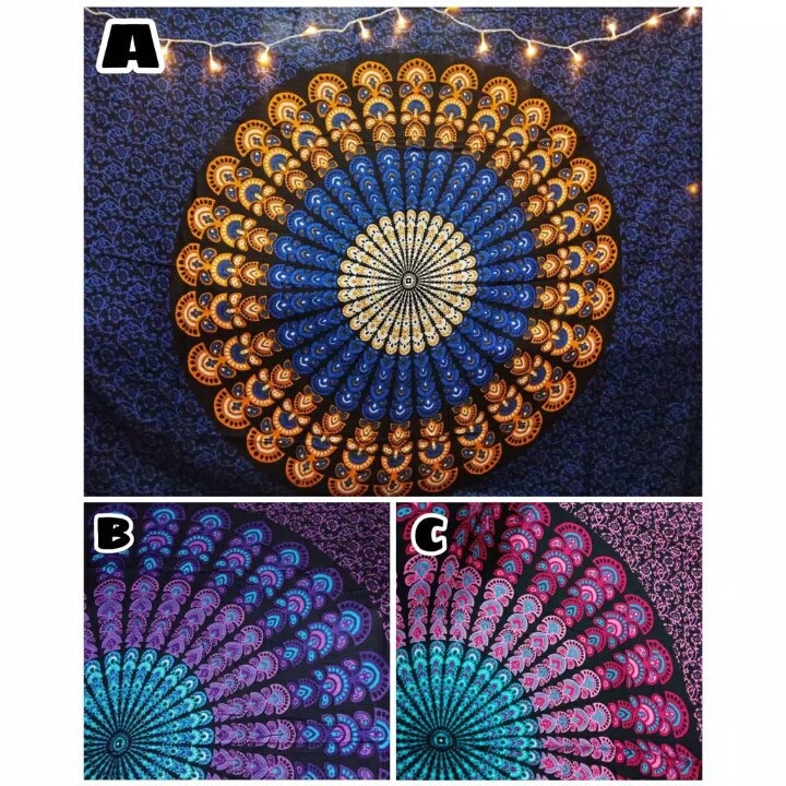 [READY MOTIF MERAK PREMIUM] Kain Tapestry Motif Kipas / Sarong Kain Pantai Mandala Bali/ Wallpaper