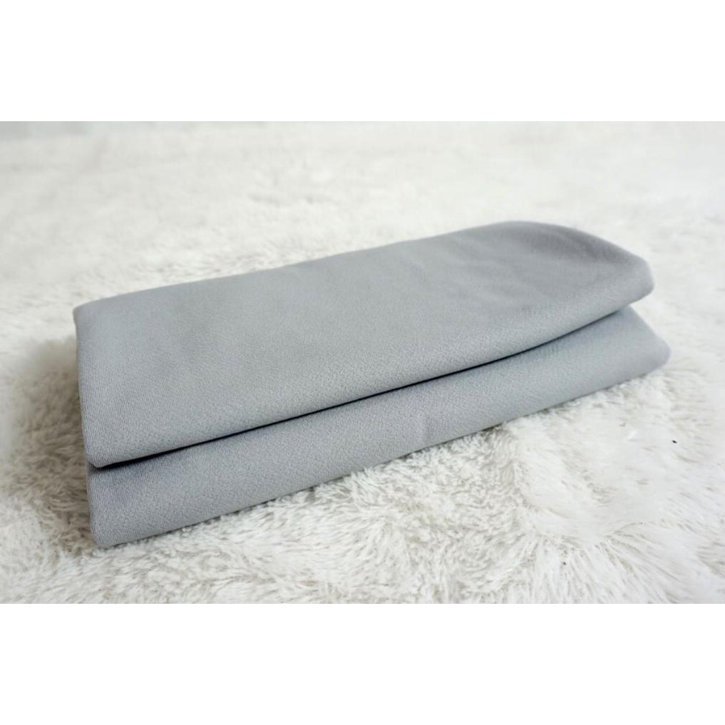 Pasmina Tali Karet 180x75Cm Pasmina Tebal Bahan Italiano Crepe Pasmina Polos-Abu Muda