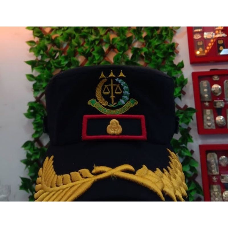 Topi Komando Topi Lapangan Kejaksaan Gol 3D Lis merah