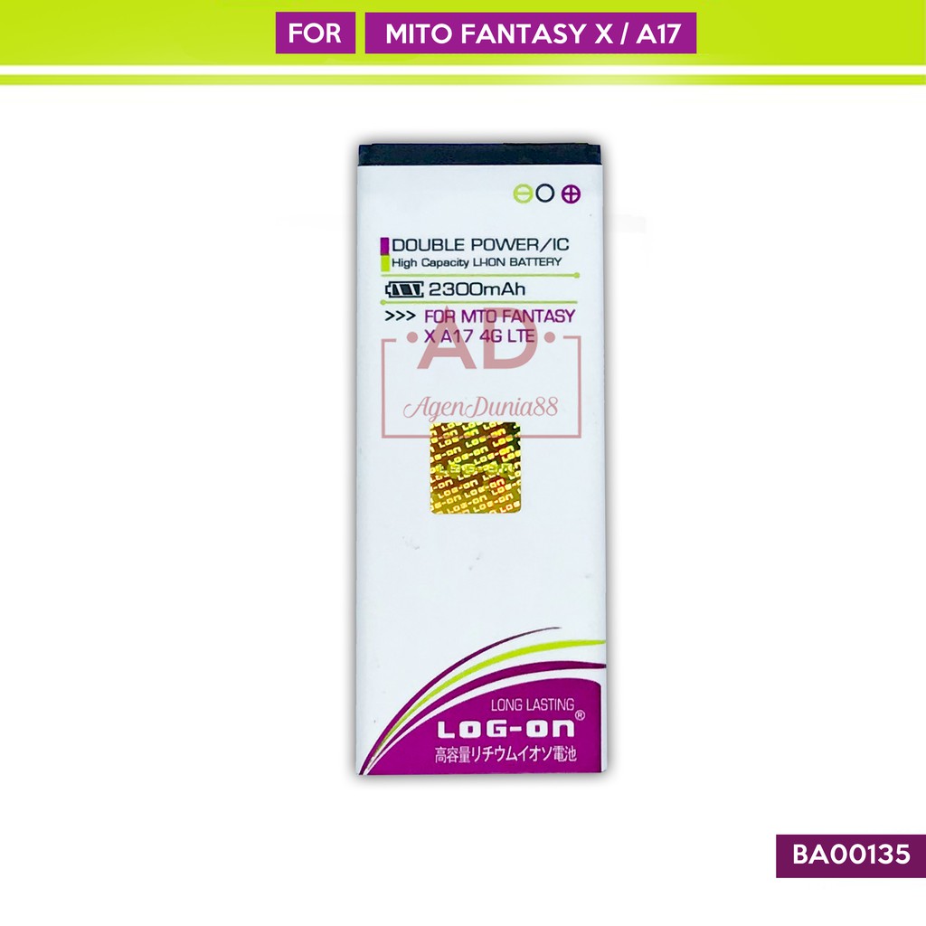 BATERAI MITO A17 - FANTASY X - BA00135 - LOG ON DOUBLE POWER BATTERY