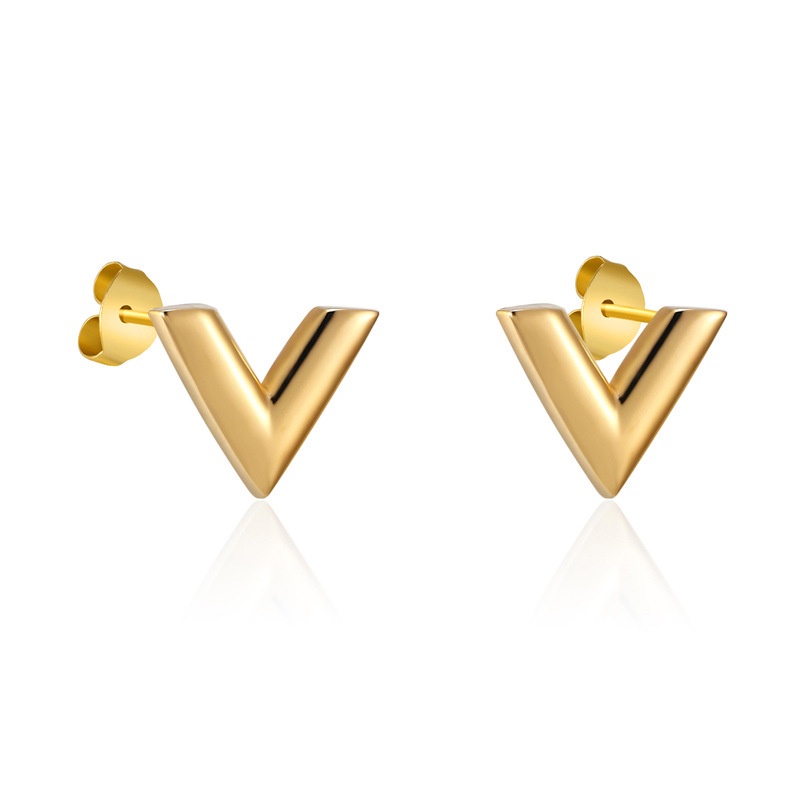 Anting V titanium anti karat korea style